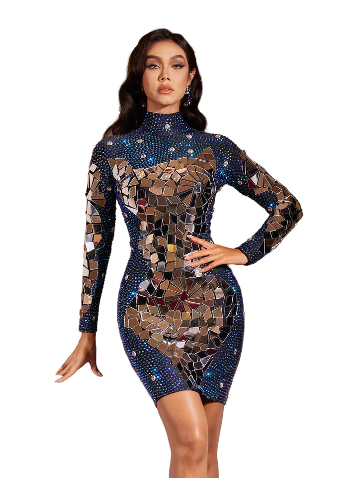 Filips Long Sleeve Crystal Mini Dress