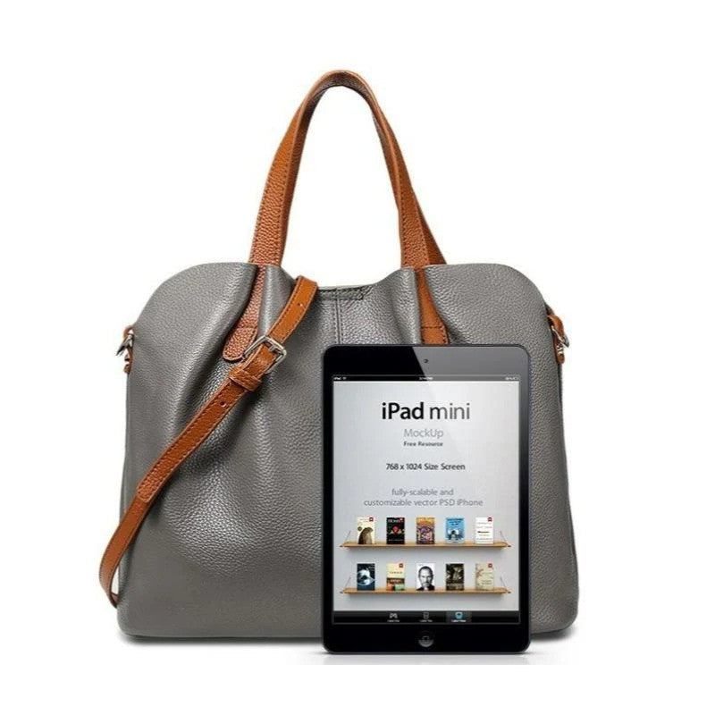 Alana | Genuine Leather Handbags Head Layer Cowhide Litchi Grain Women Handbag