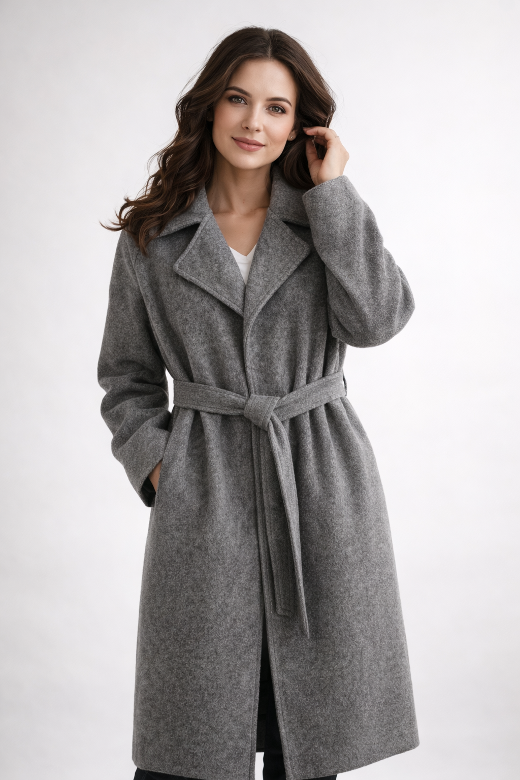 Caith – Elegant Belted Long Coat