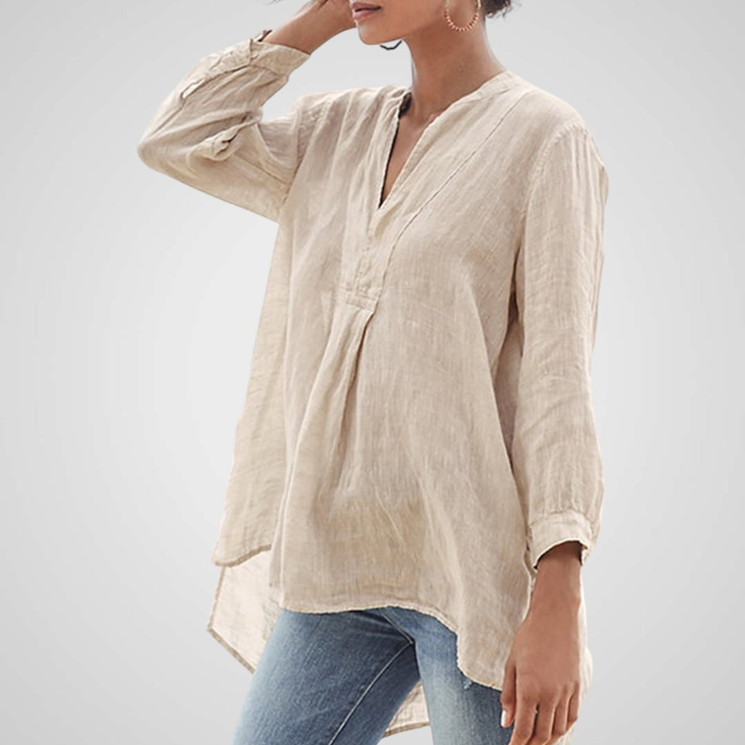 Yara | Women's Casual Plain Patchwork V-neck Blouse