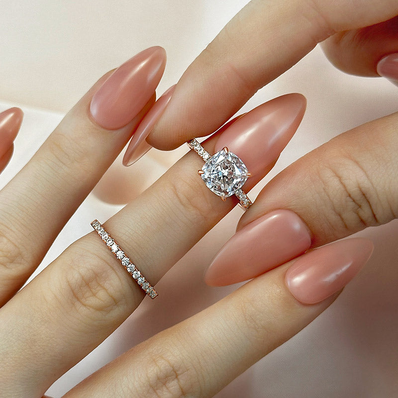 Bridal Cushion 2PC Ring Set | Rose Gold