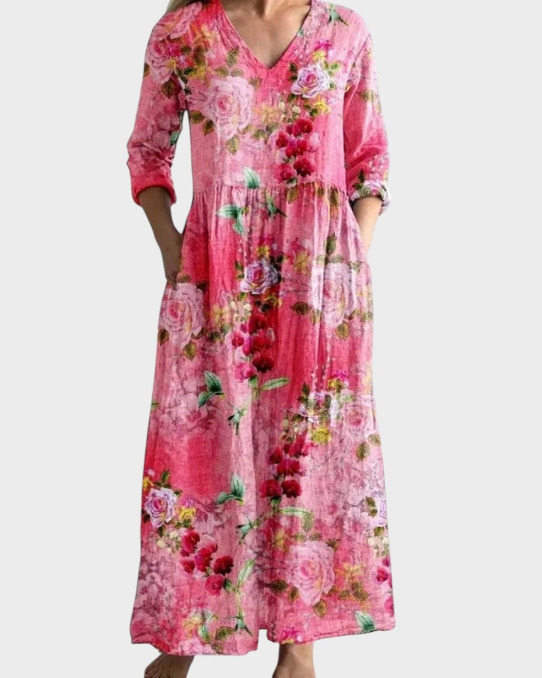 C&G | Retro Long Dress with Floral Pattern