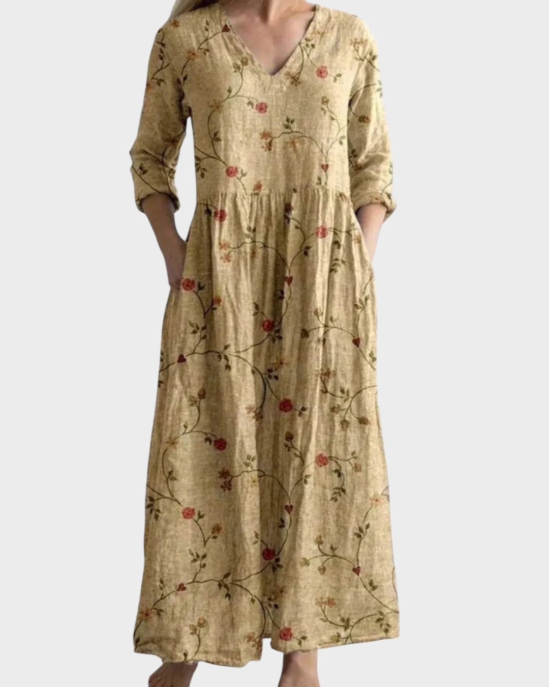 C&G | Retro Long Dress with Floral Pattern