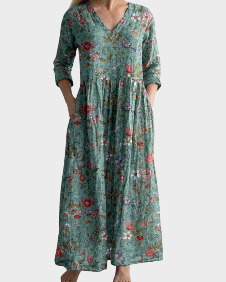C&G | Retro Long Dress with Floral Pattern