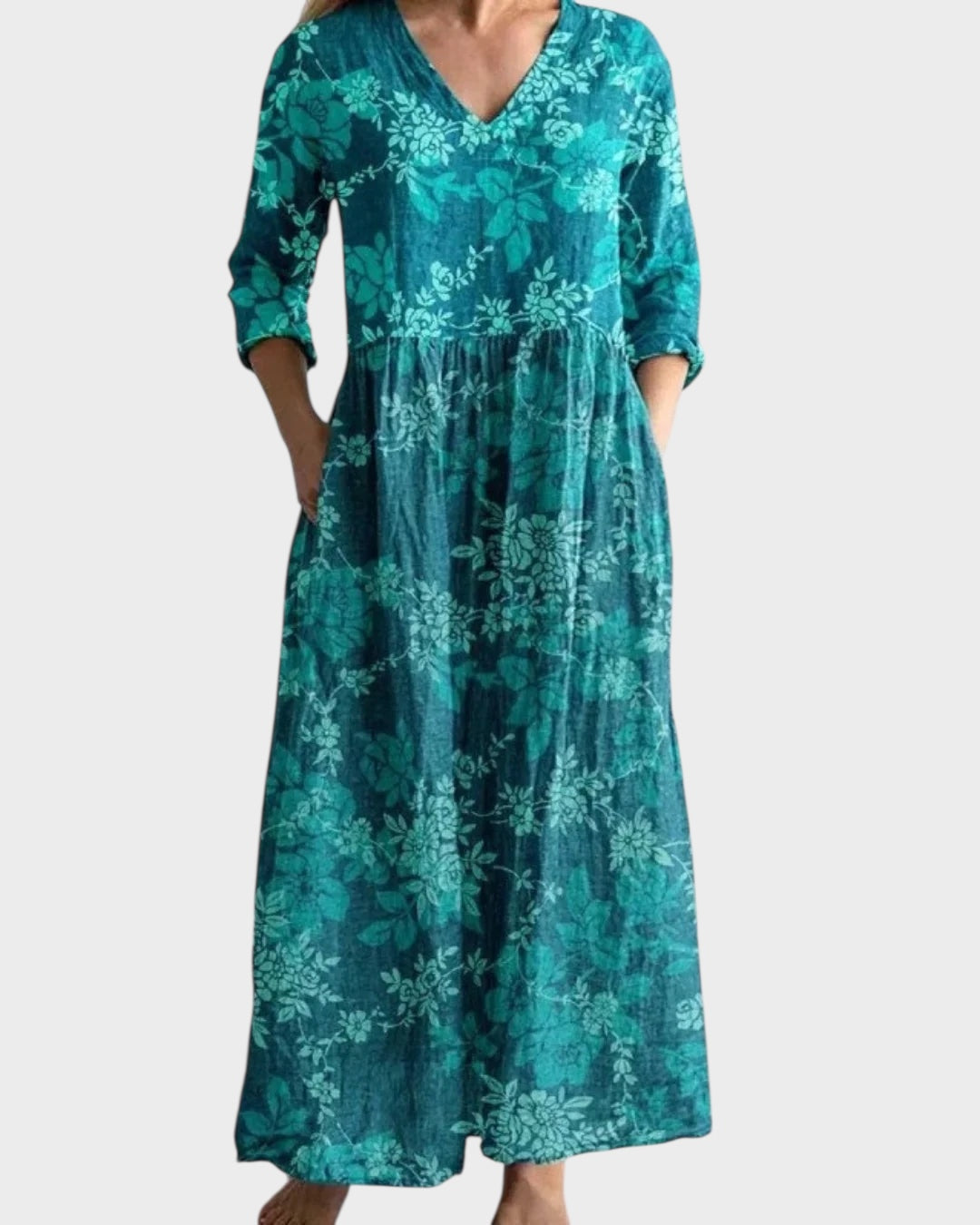 C&G | Retro Long Dress with Floral Pattern