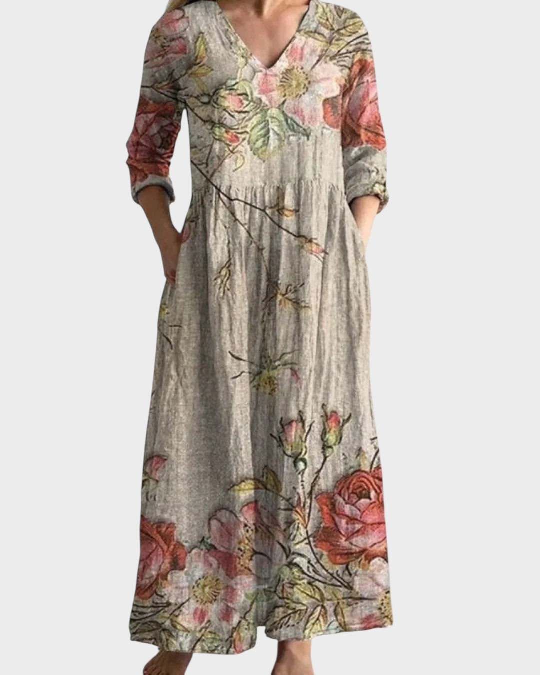 C&G | Retro Long Dress with Floral Pattern