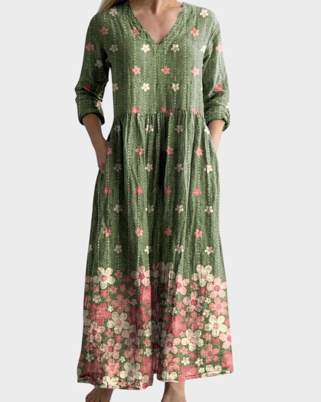 C&G | Retro Long Dress with Floral Pattern