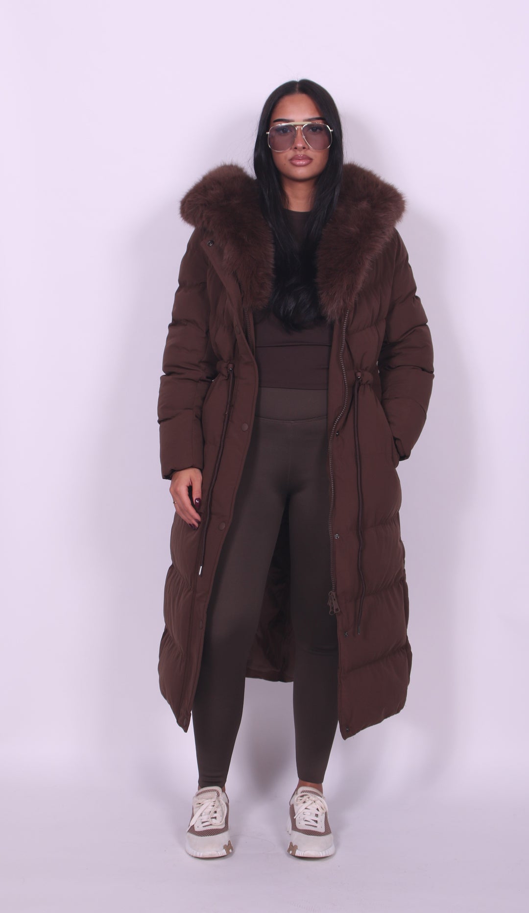 Alissa - Faux Fur Hooded Longline Winter Coat
