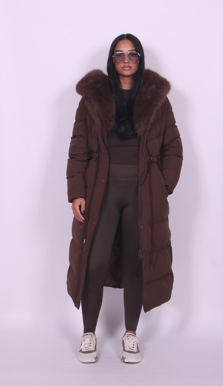 Alissa - Faux Fur Hooded Longline Winter Coat