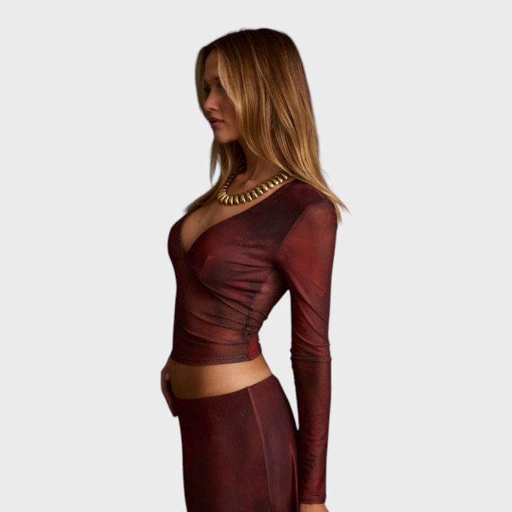 Zaria | Mulberry Blur Mesh Top