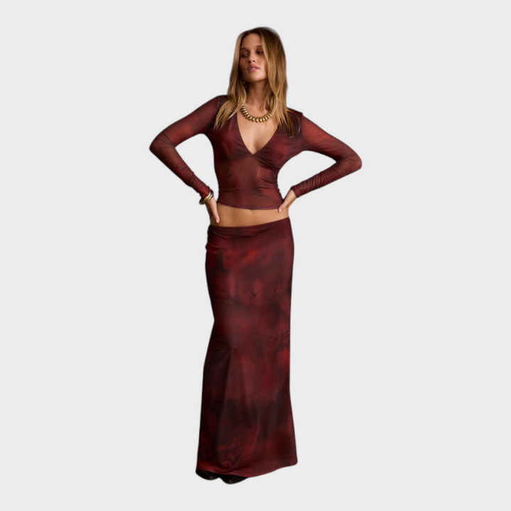 Zaria | Mulberry Blur Mesh Top