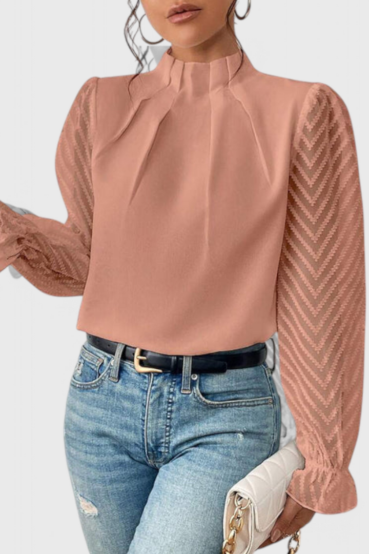 Helga Navy Long Sleeve Blouse