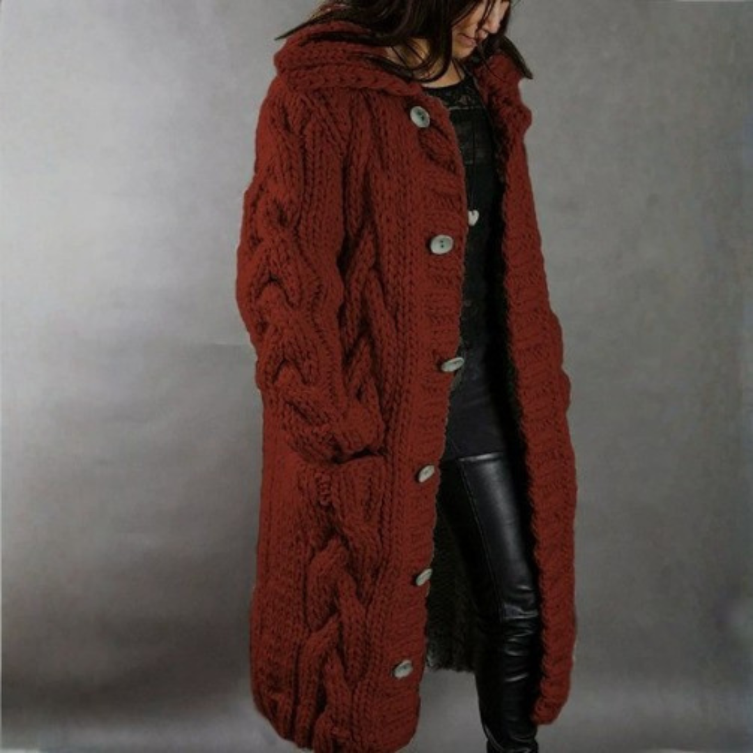 Carine - Elegant Longline Knit Coat