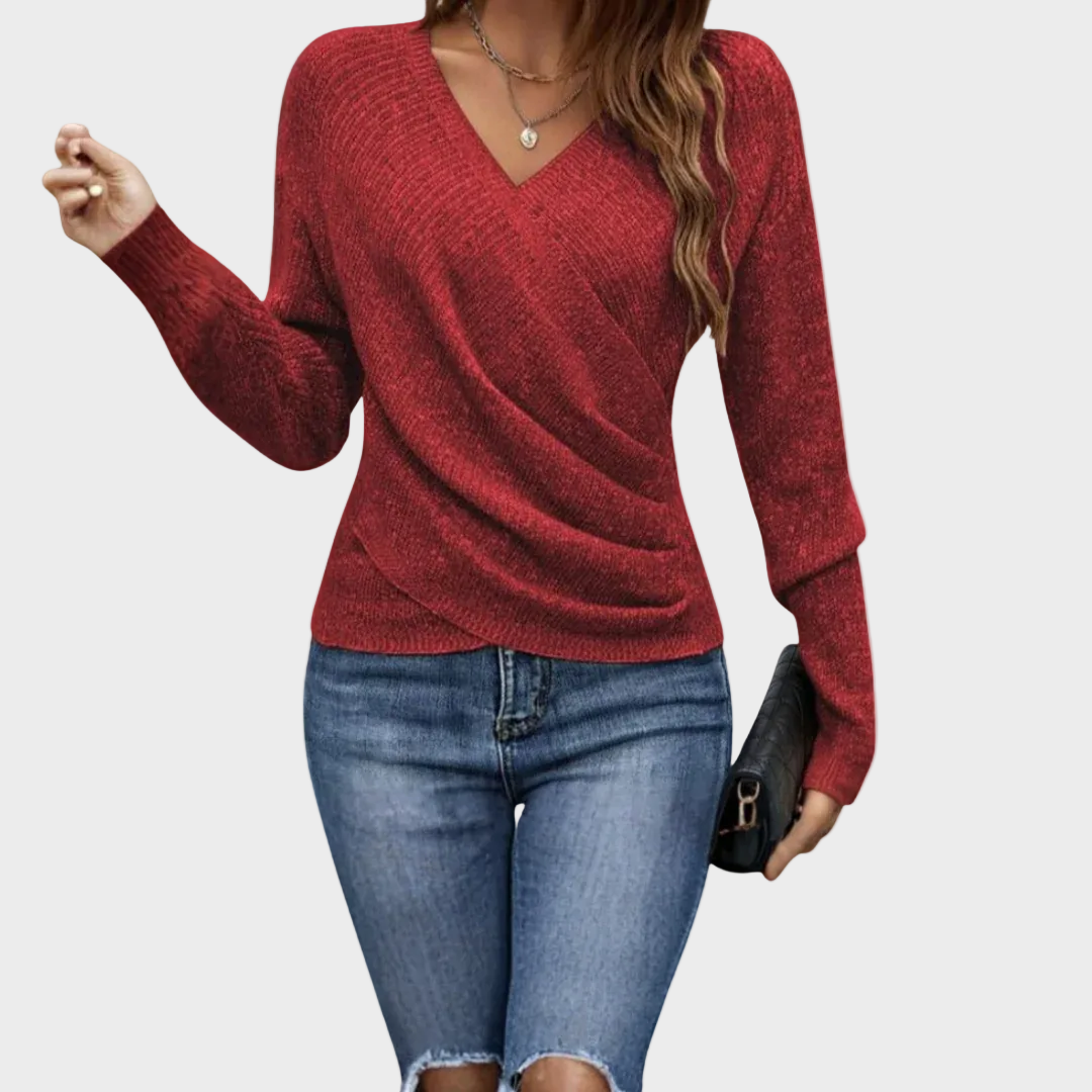 Seravielle | Elegant Wrap V-neck Top