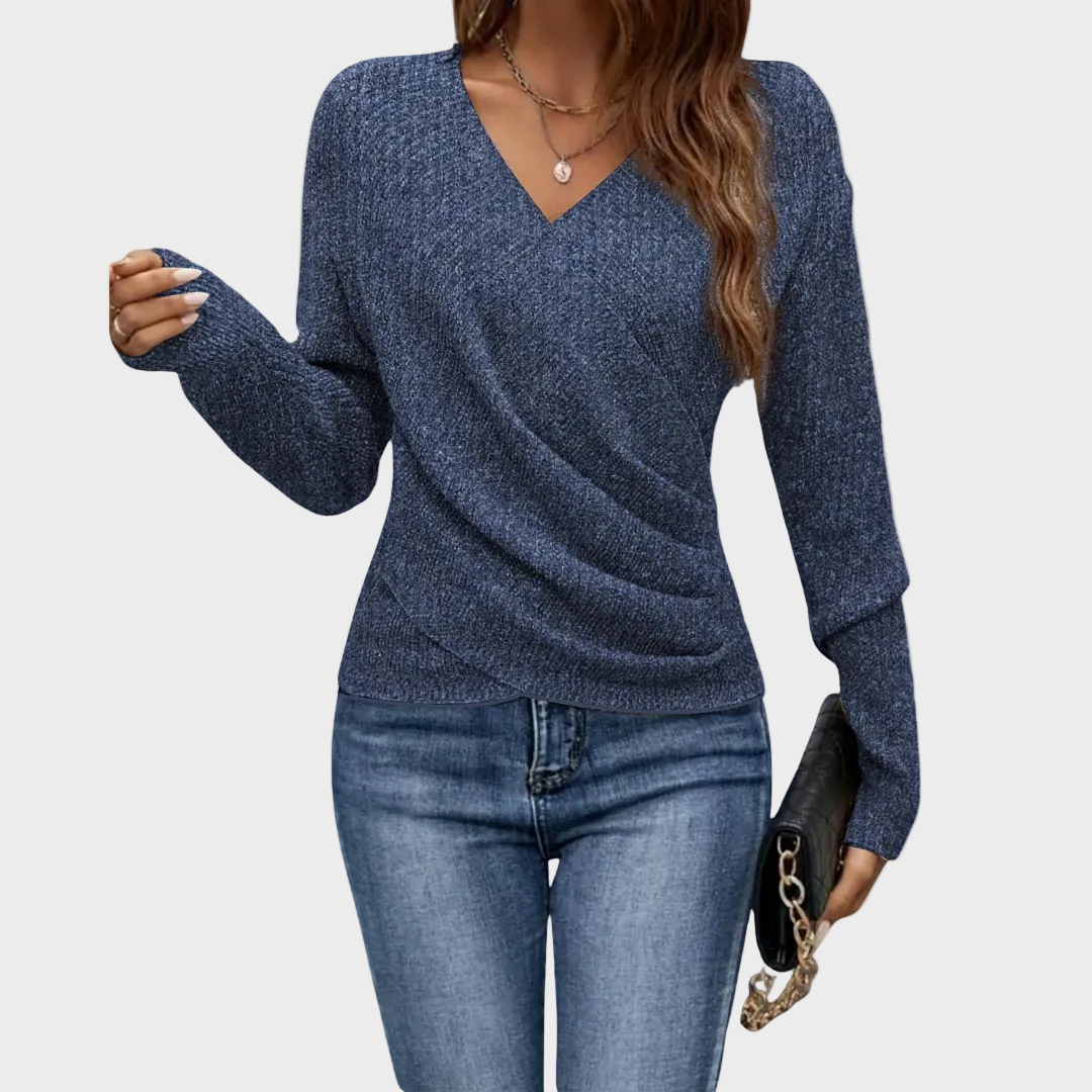 Seravielle | Elegant Wrap V-neck Top