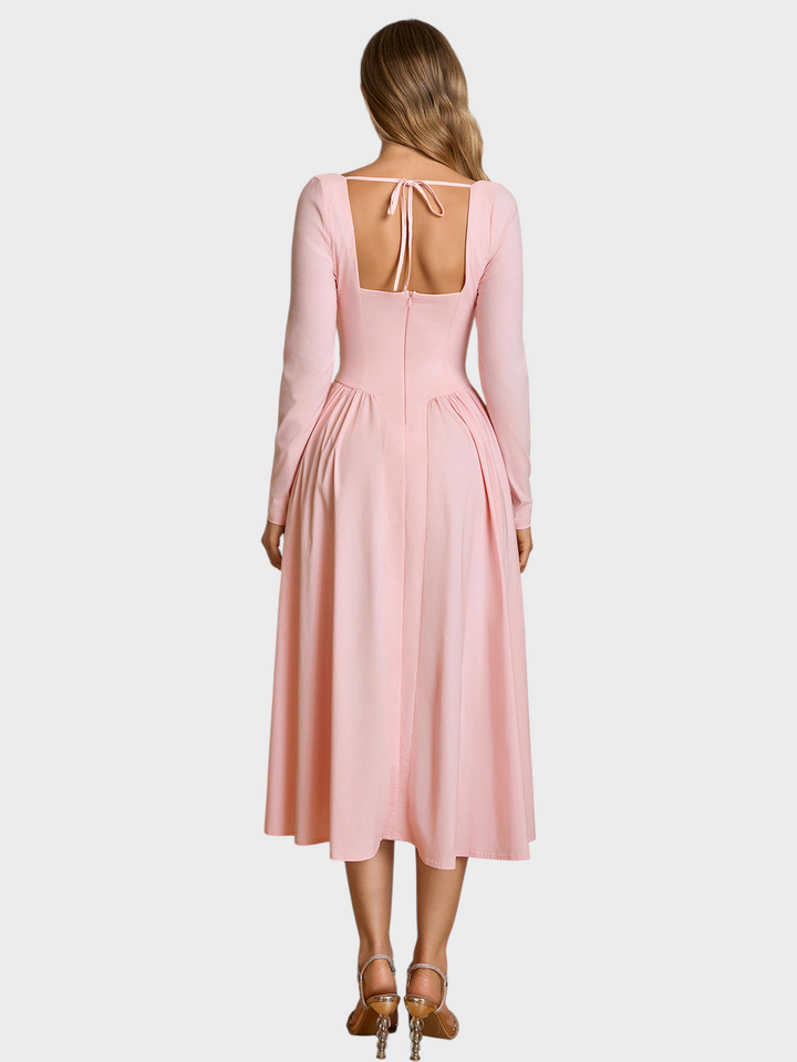Shannon | A-Line Dress with Long Sleeves and Tie Back
