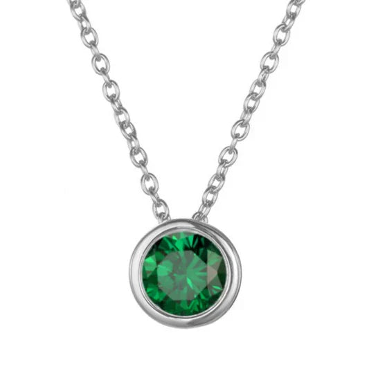Lunaria Gemmara Birthstone Necklace | Silver-Tone