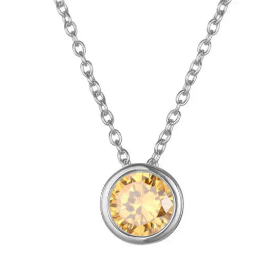 Lunaria Gemmara Birthstone Necklace | Silver-Tone