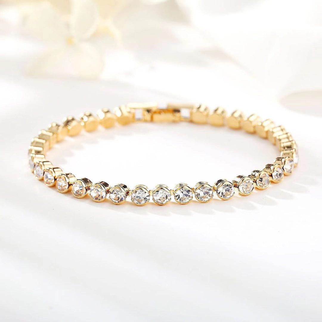 Round Cut Tennis Bracelet | Gold-Tone