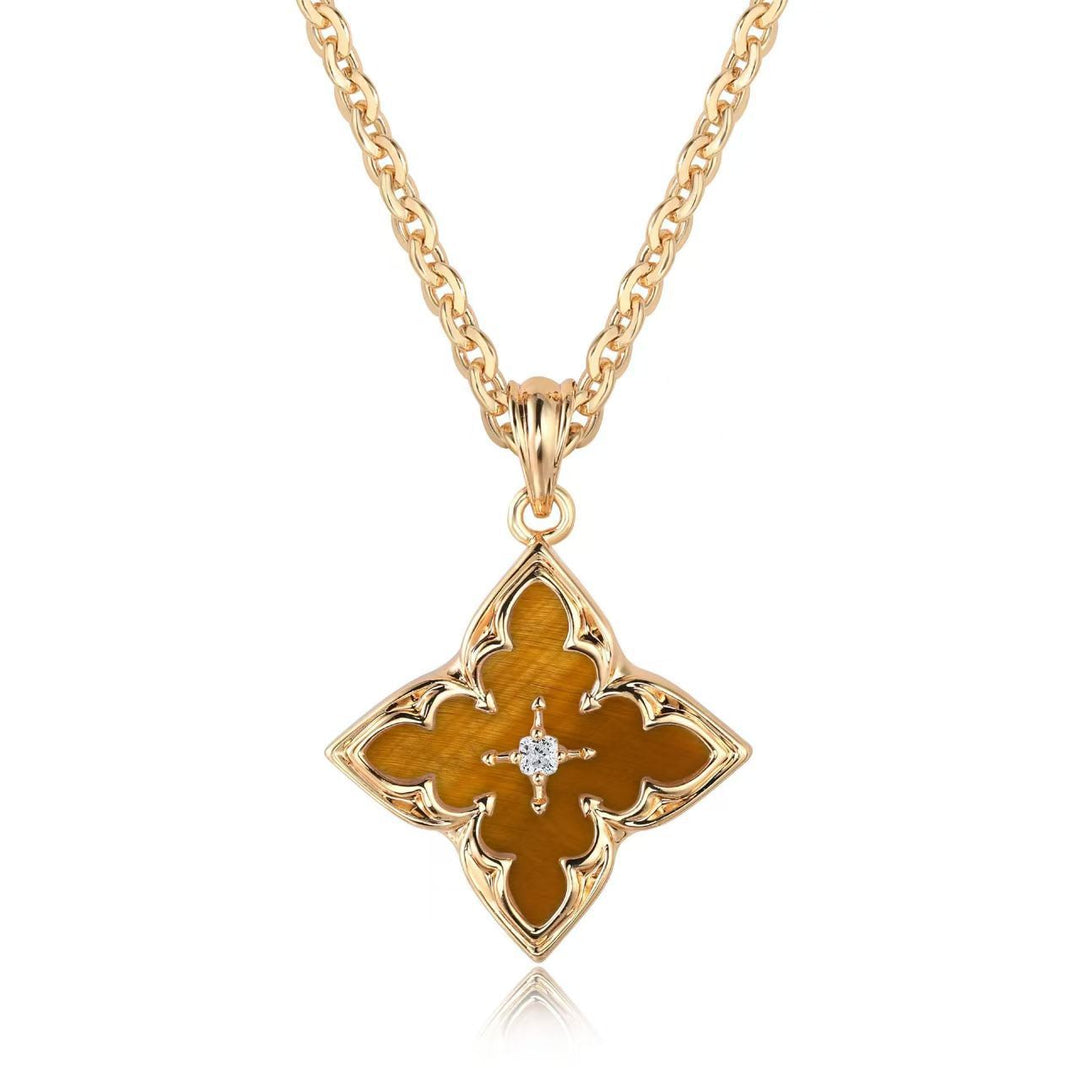 White Clover Pendant Necklace | Gold-Tone