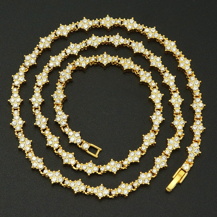Classic Cluster Tennis Necklace | Gold-Tone