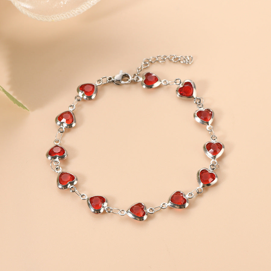 Ophelyra Garnetelle Bracelet | Silver-Tone