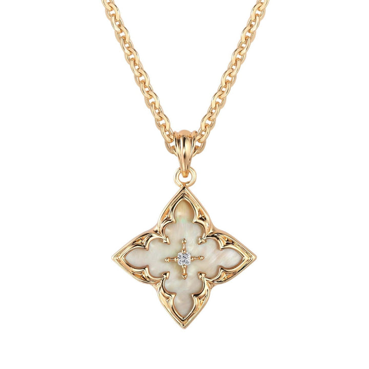 Brown Clover Pendant Necklace | Gold-Tone