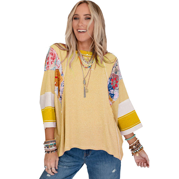 BAILEY – Lightweight Patchwork Batwing Top