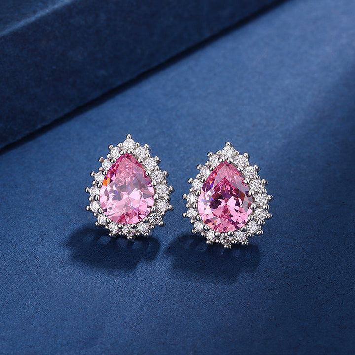 Aria Teardrop Pink Set | White Gold