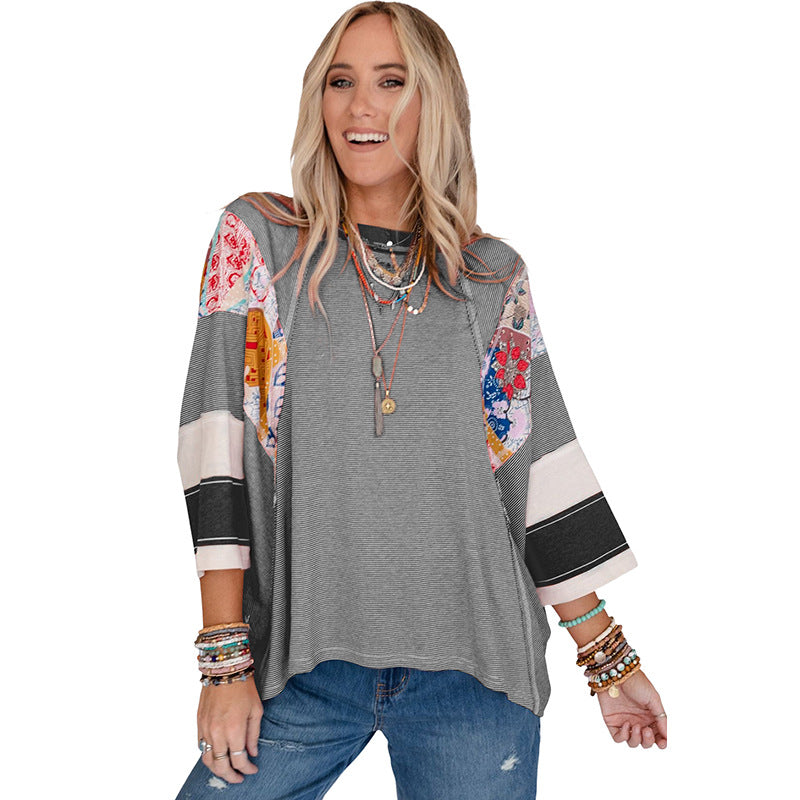 BAILEY – Lightweight Patchwork Batwing Top