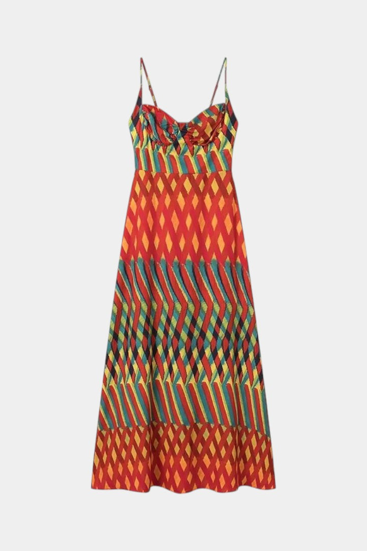Océana Halter Maxi Dress with Abstract Pattern