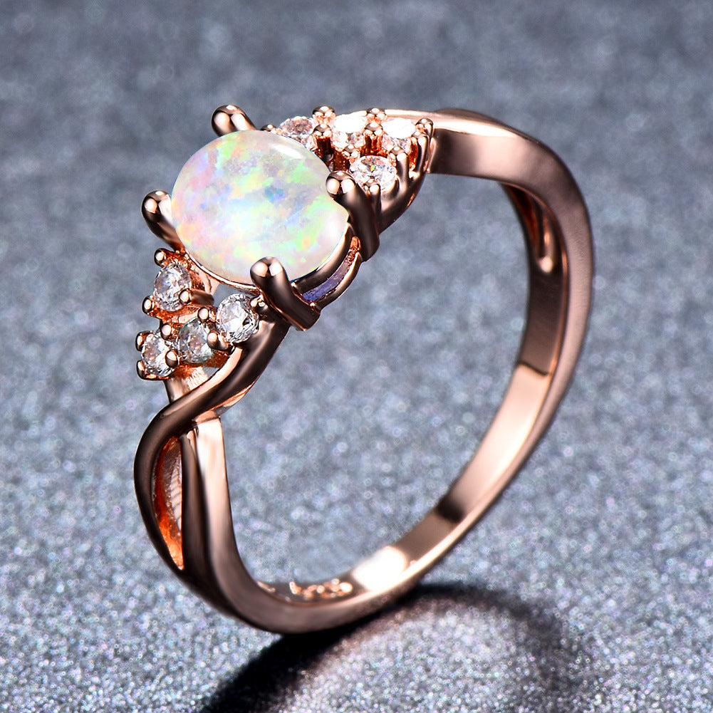 Sylva Moonhart White Ring | Rose Gold