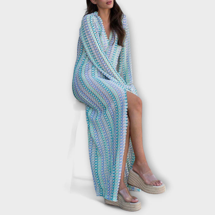 Elina – Maxi Dress with V-Neck and Vacation Flair
