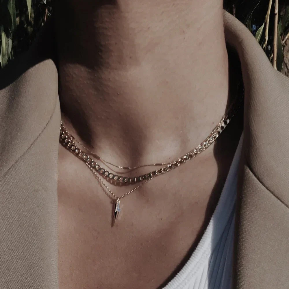 Flat Link Curb Chain Necklace | Gold-Tone