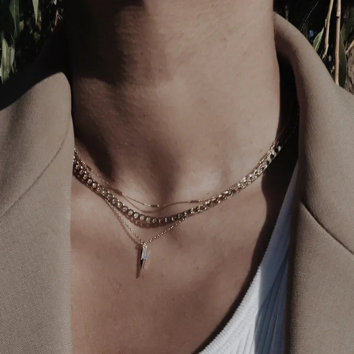 Flat Link Curb Chain Necklace | Gold-Tone