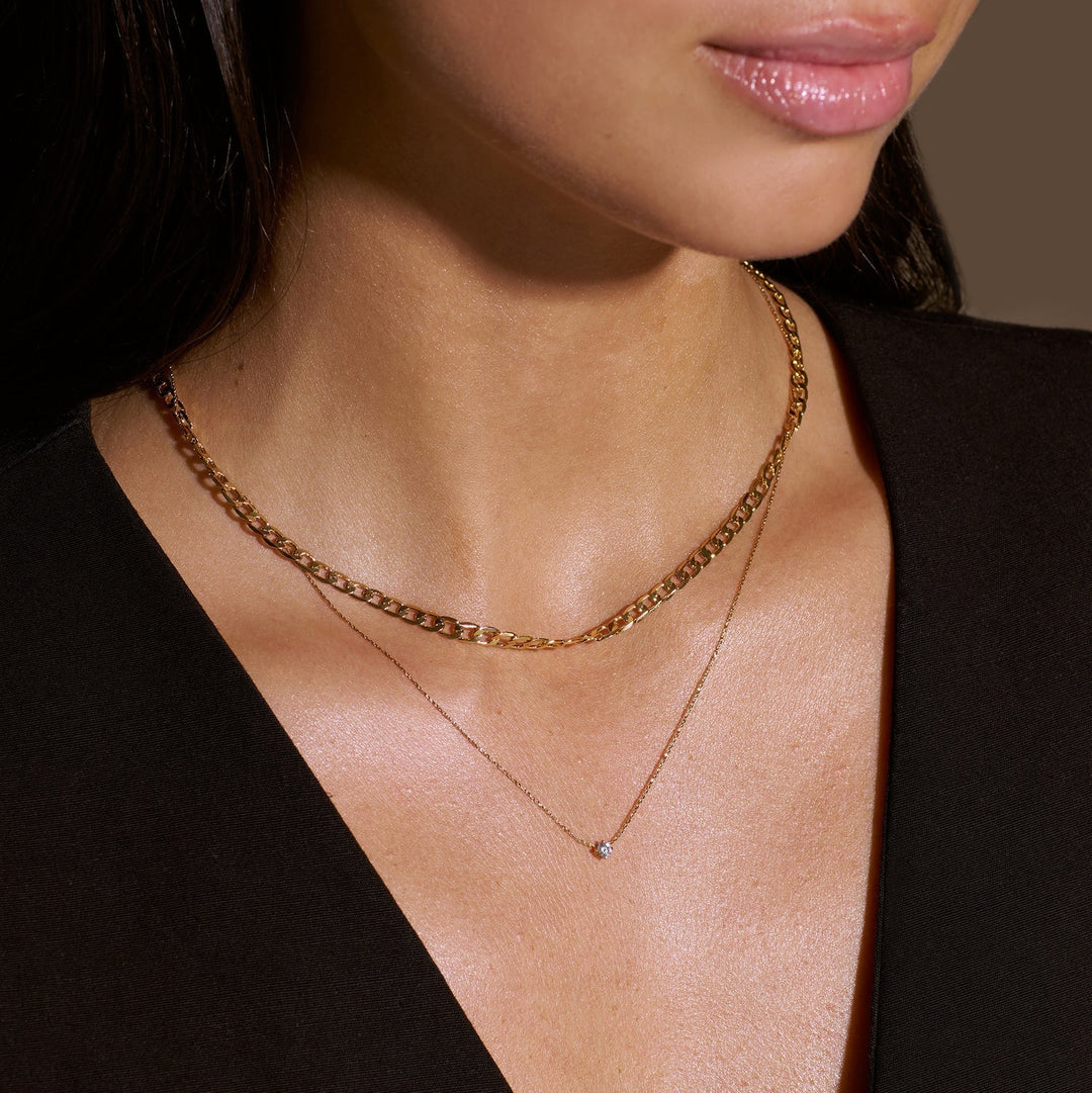 Flat Link Curb Chain Necklace | Gold-Tone