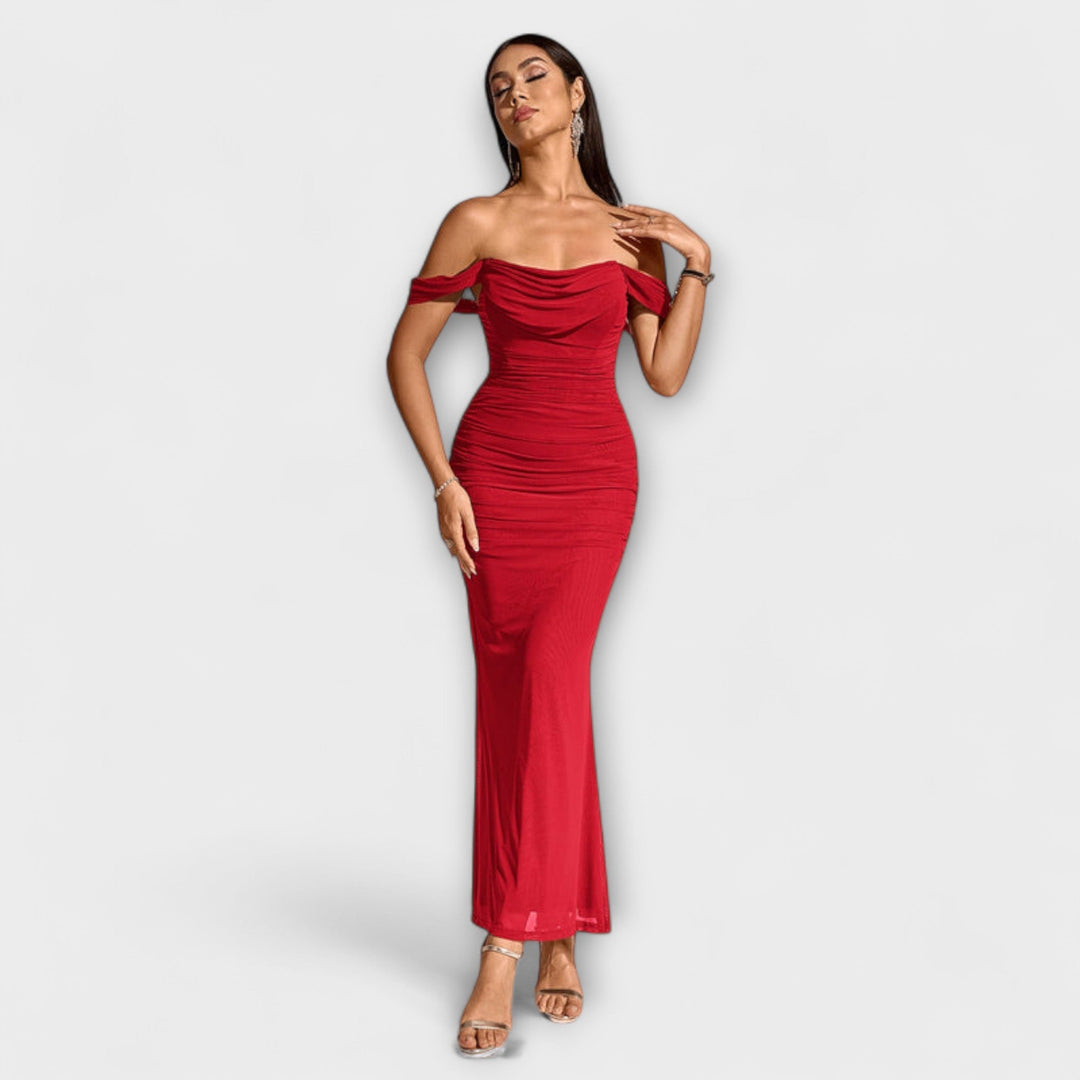 Ione - Off-Shoulder Ruched Bodycon Dress