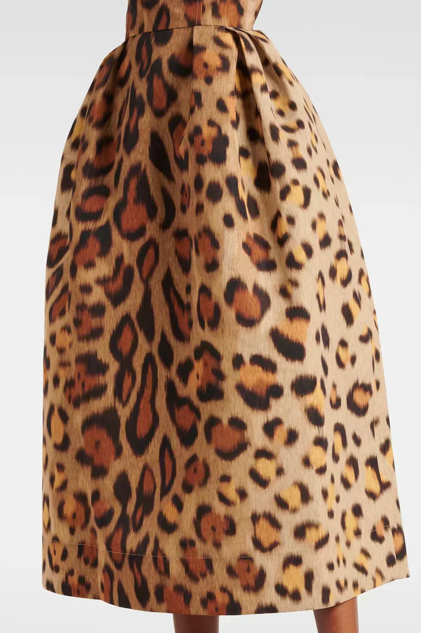 Tiana Midi Dress Bust with Leopard Print