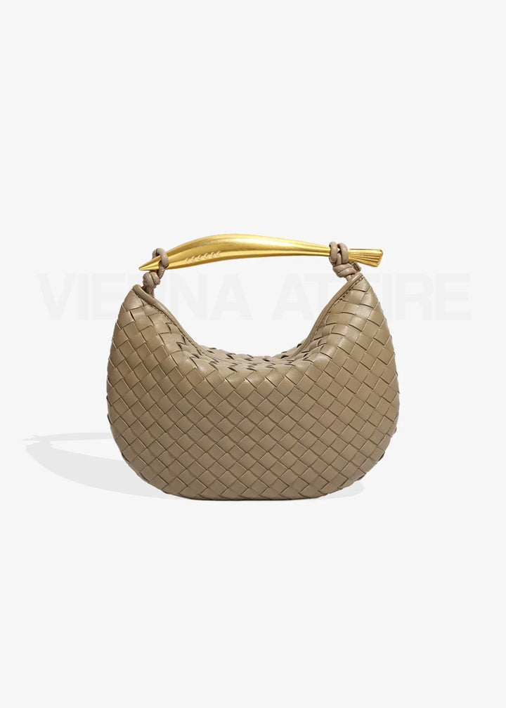 Alexandra – Woven Pattern Bag with Gold Handle