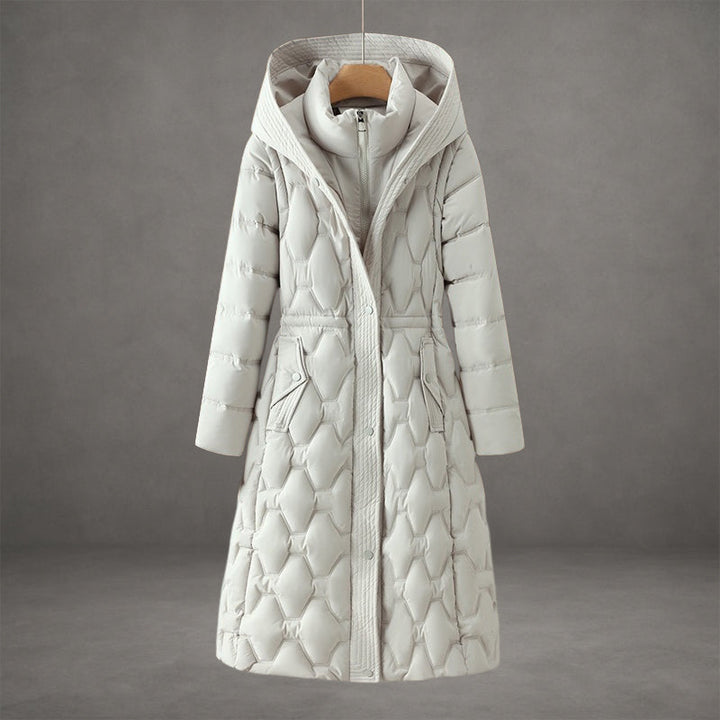 Warm Quilted Coat Reaching Below the Knee