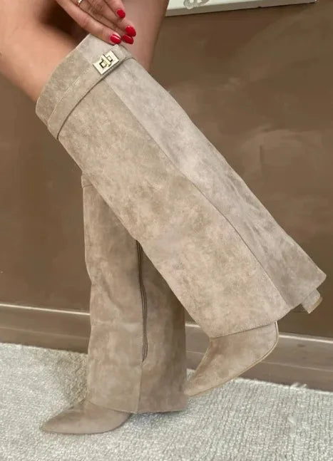 Annette | Women’s Leather Thigh-High Boots with Buckle
