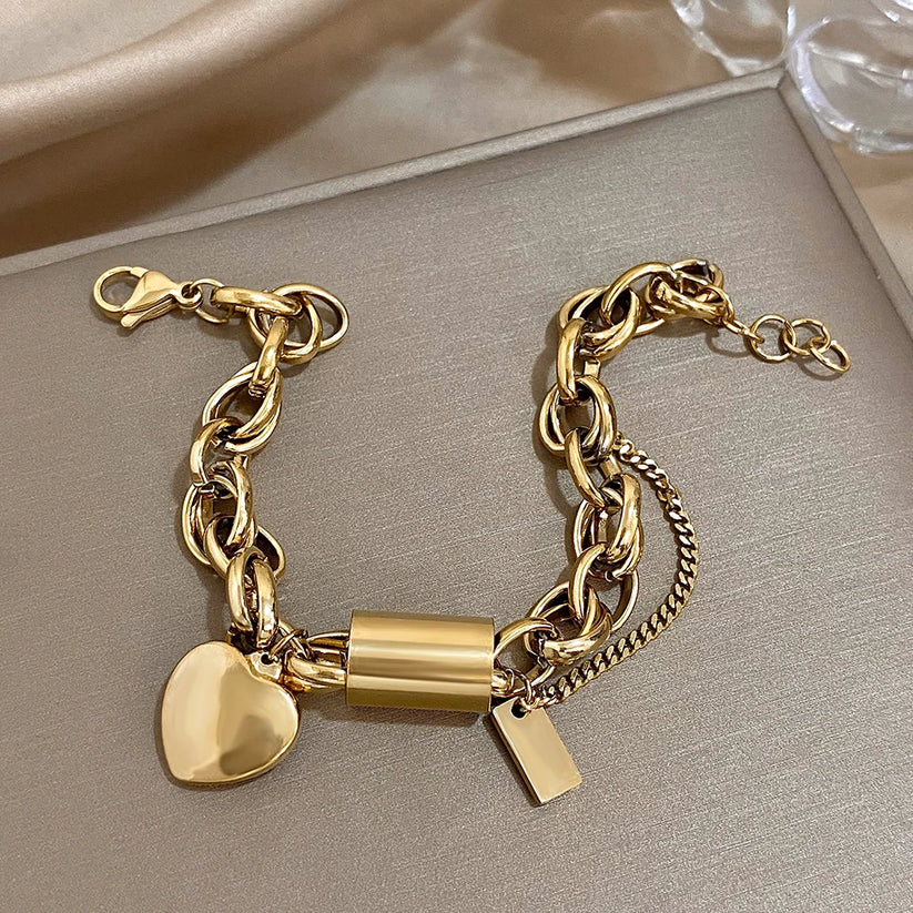 Heartened Chunky Bracelet | Gold-Tone