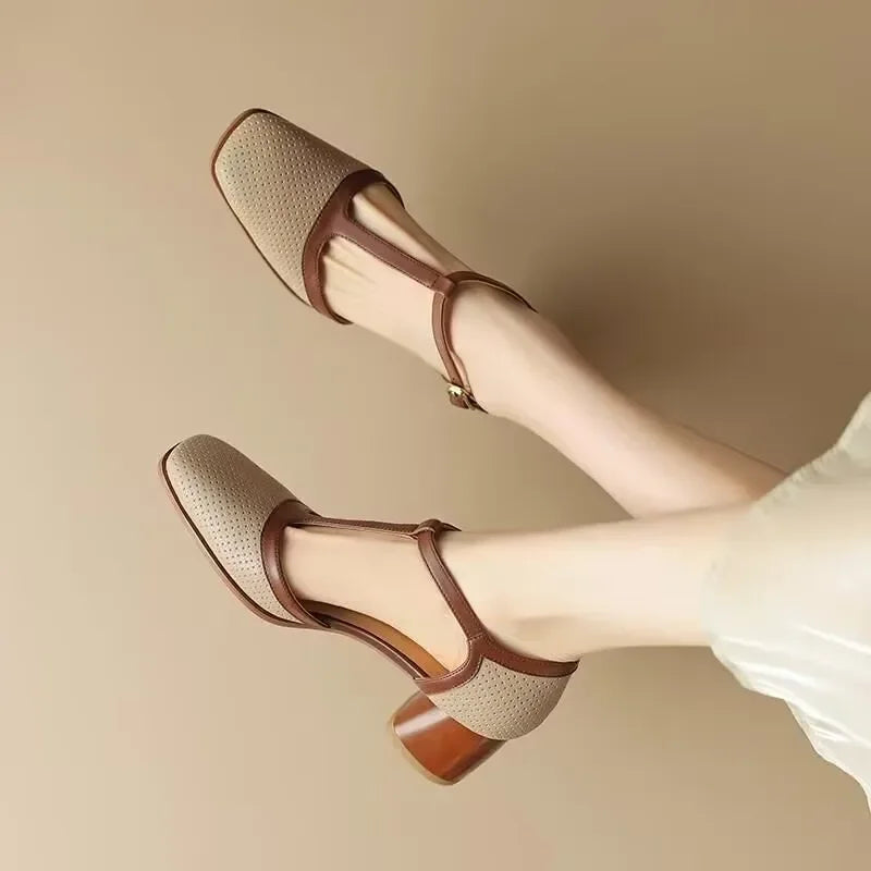 Isava Mid Heel Shoes Leather-Look