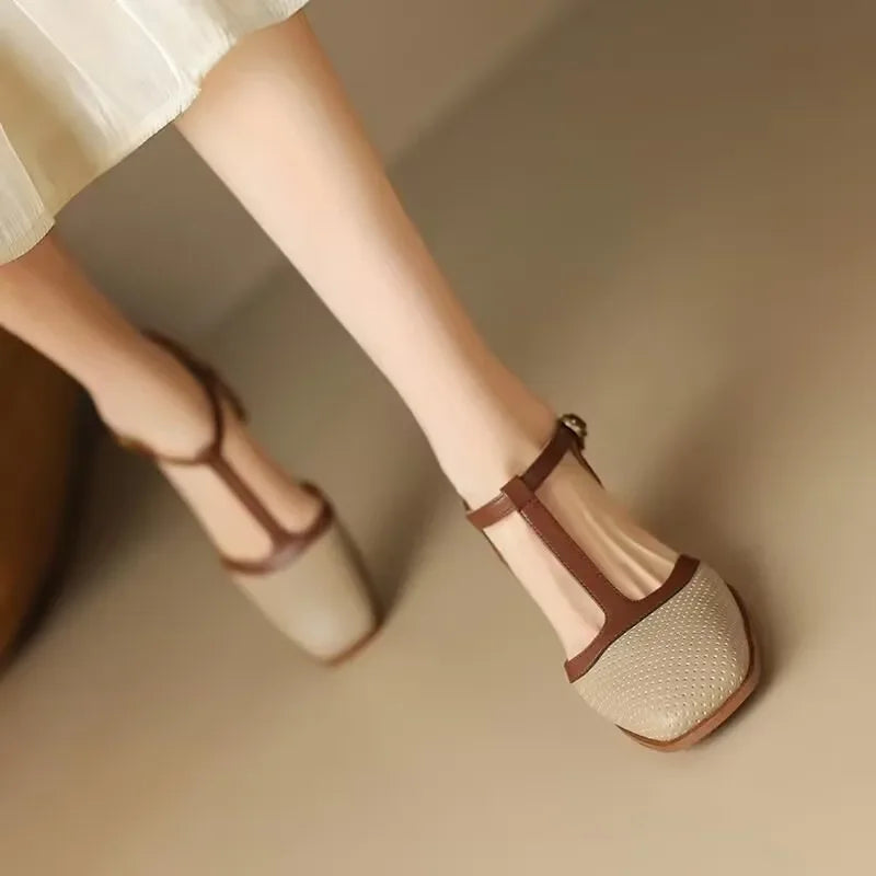 Isava Mid Heel Shoes Leather-Look