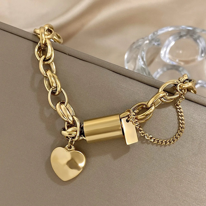 Heartened Chunky Bracelet | Gold-Tone