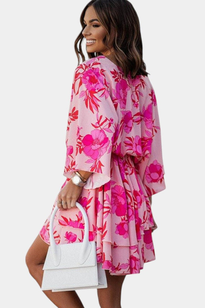 Eliza Mini Dress with Front Knot and Ruffles