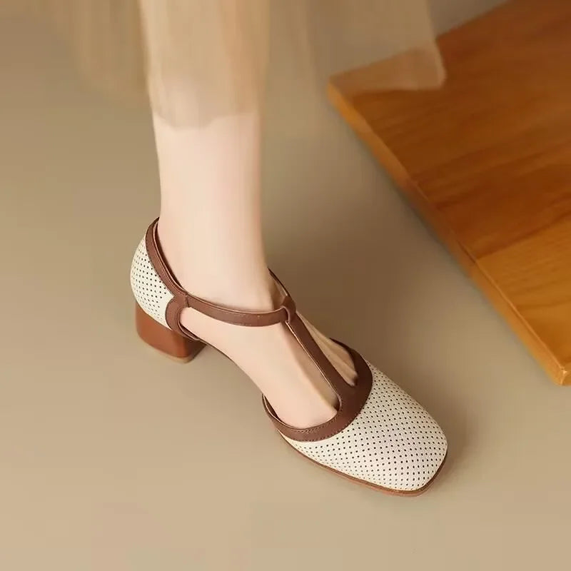 Isava Mid Heel Shoes Leather-Look
