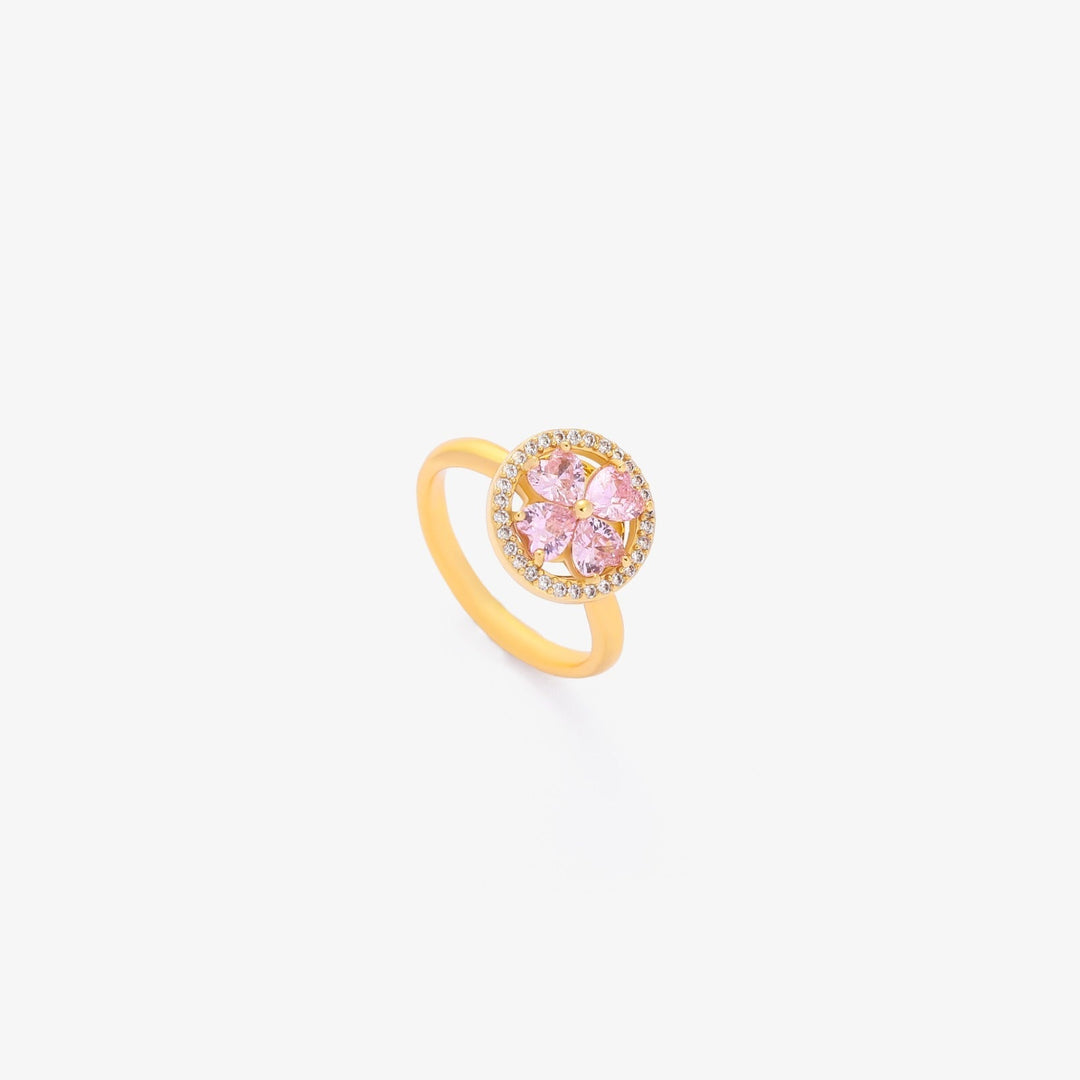 Pink Heart Bloom Spinning Ring | Gold