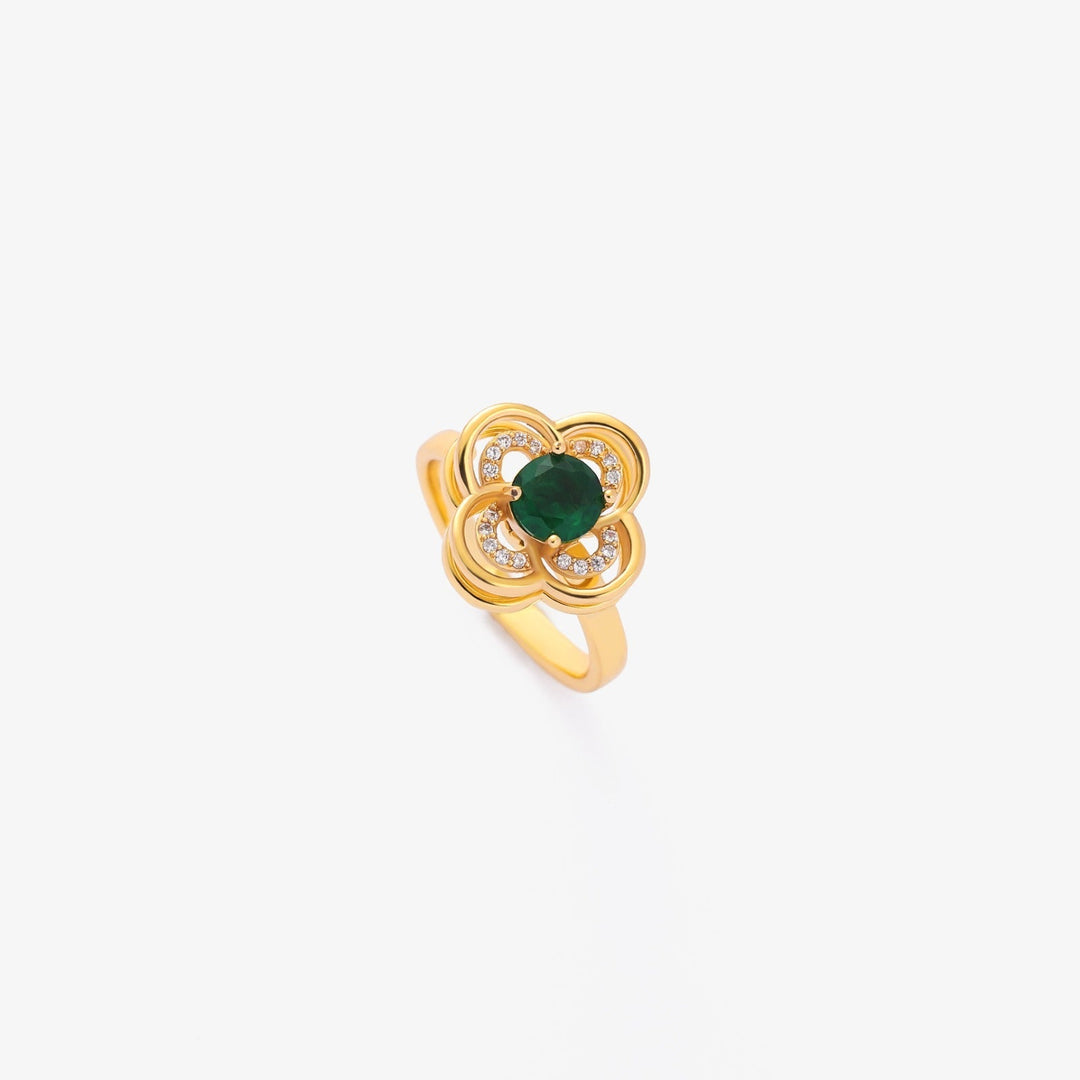 Clover Halo Emerald Spinning Ring | Gold