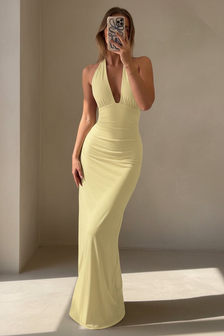 Refined Backless Halter Neck Gala Dress